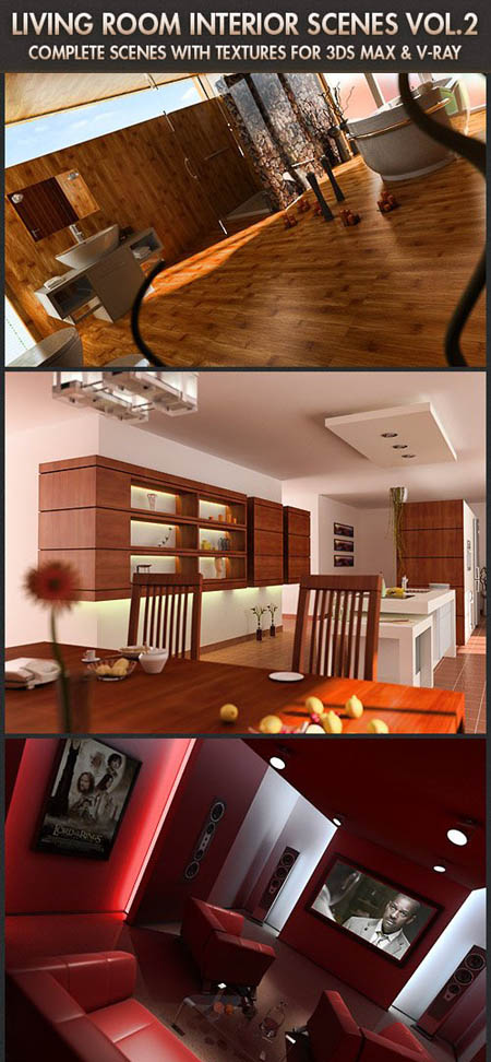 Living Room 3D Interior Scenes Vol.2