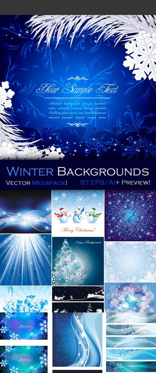 Winter Backgrounds Vector Megapack