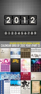 Calendar Grid of 2012 Year (Part 2). EPS + JPEG