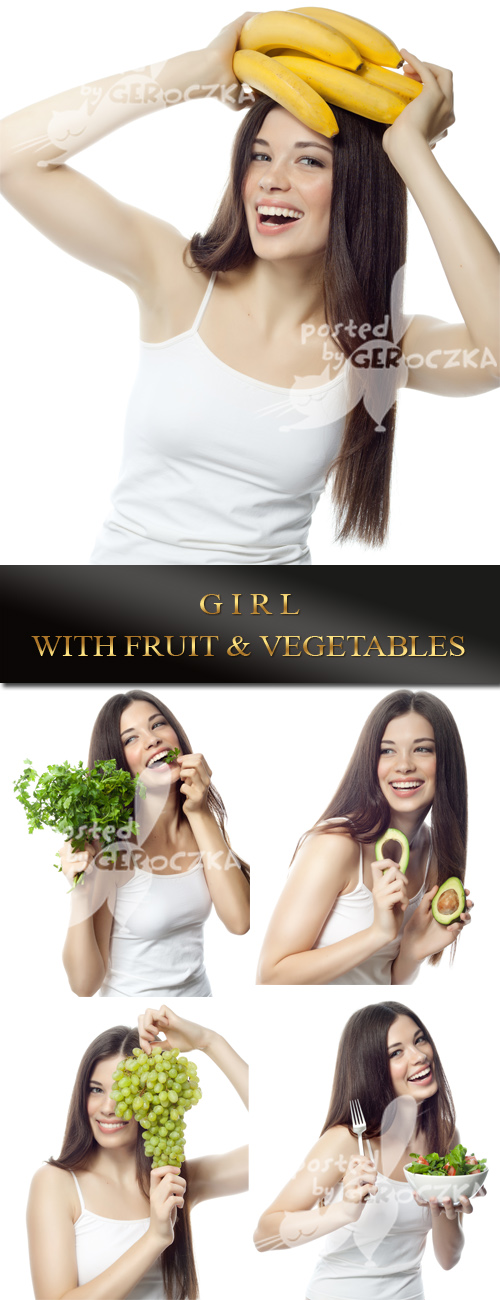 Girl with fruit and vegetables