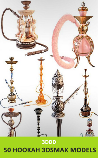 3DDD Collection - 50 Hookah 3D Models for 3ds Max
