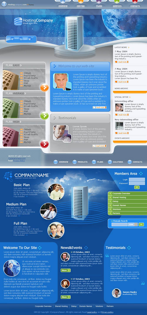 Blue Web Template pack for Photoshop